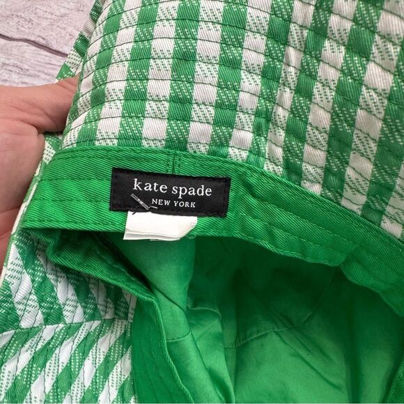 Kate Spade Jazzy Gingham Bucket Hat Green White One Size - Picture 4 of 7